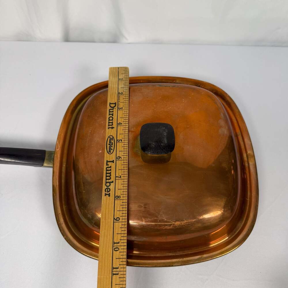 Vintage Bridgeport Copperware 10 Inch Square Skillet with Lid - Picture 9 of 9